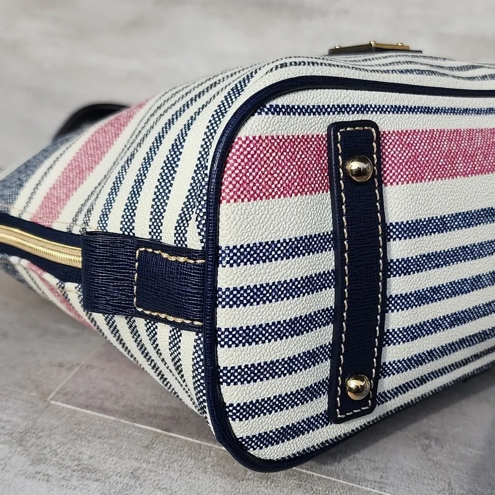 Dooney & Bourke Westerly Navy and Pink Striped Satchel Bag